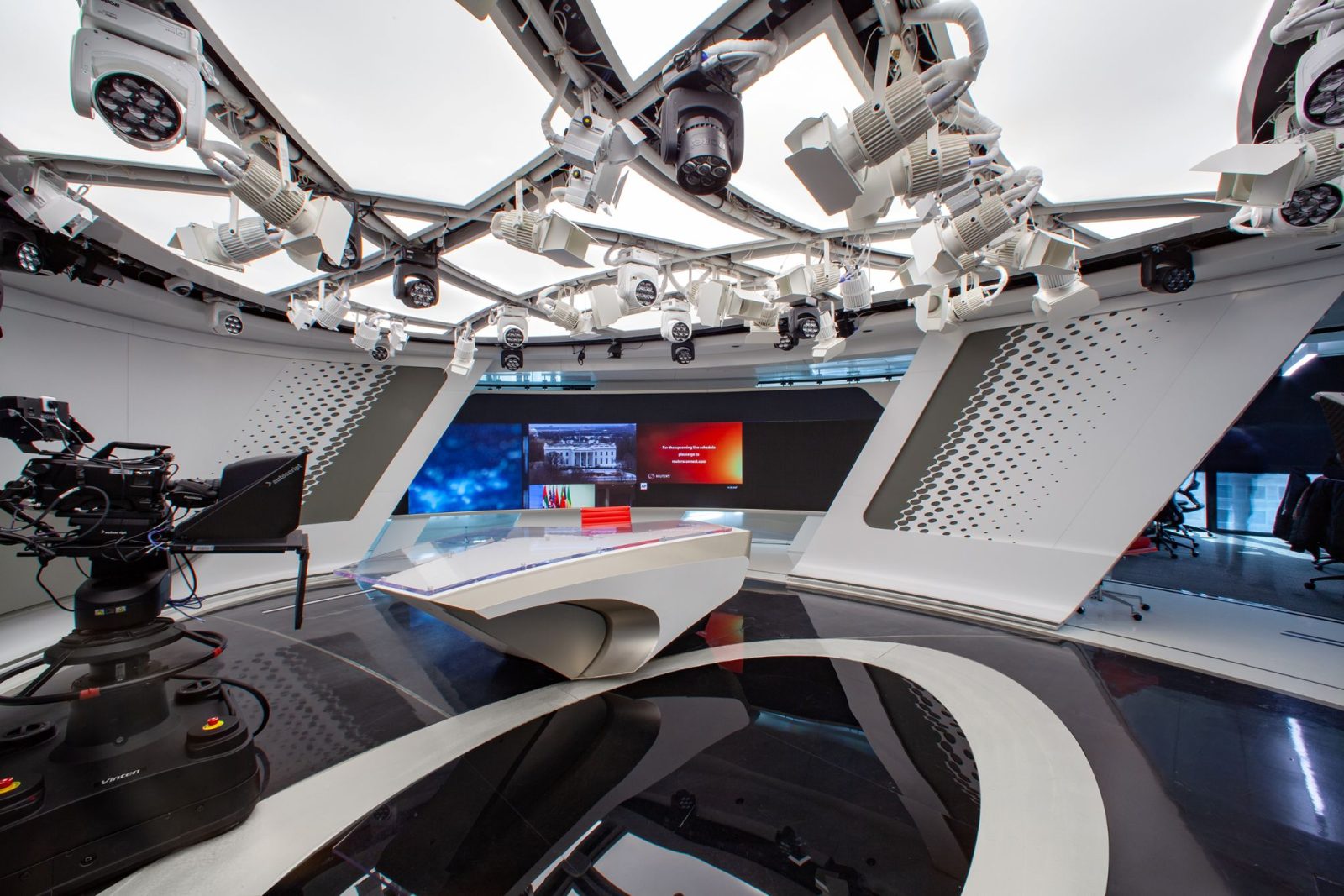 Modern news studio with advanced technology