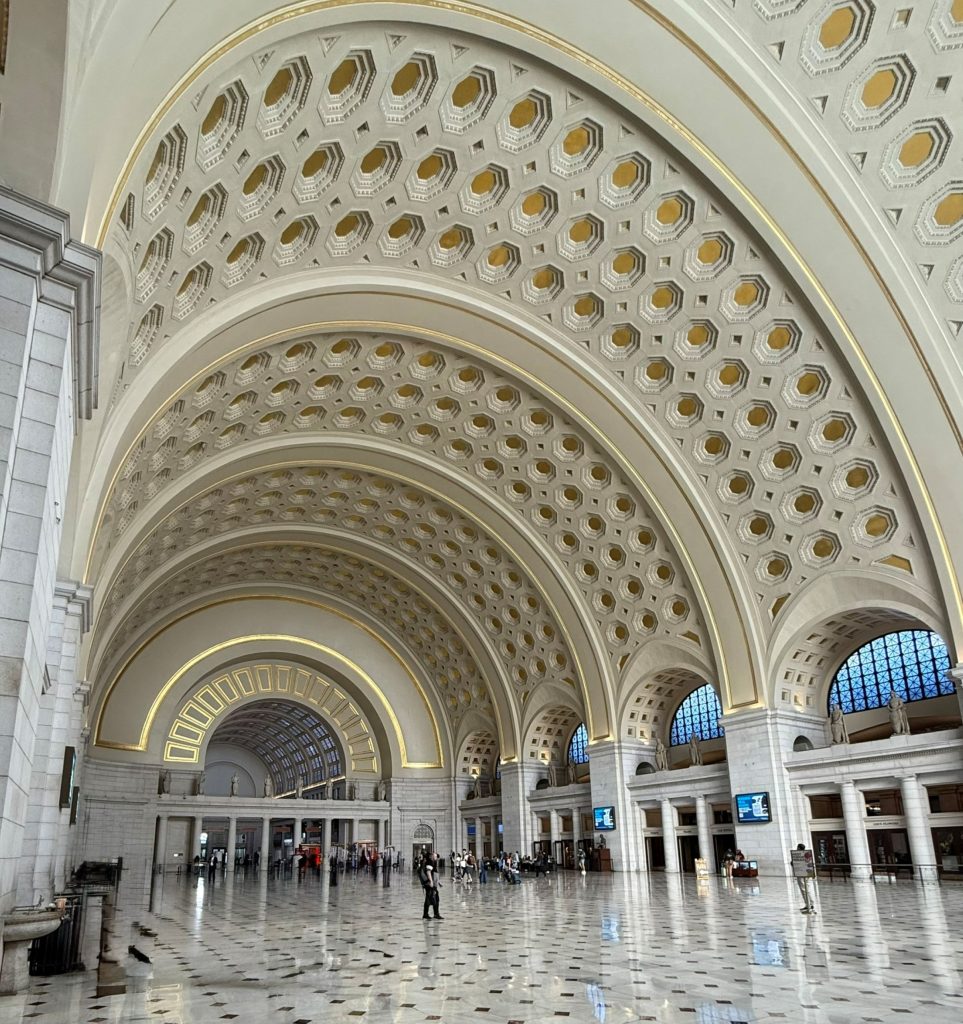 Grand arched ceiling in train station